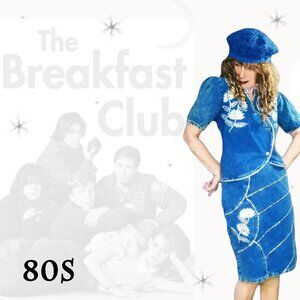 Iconic 80s Acid Wash Bedazzled Denim Skirt & Jacket Outfit TOTALLY Vintage!